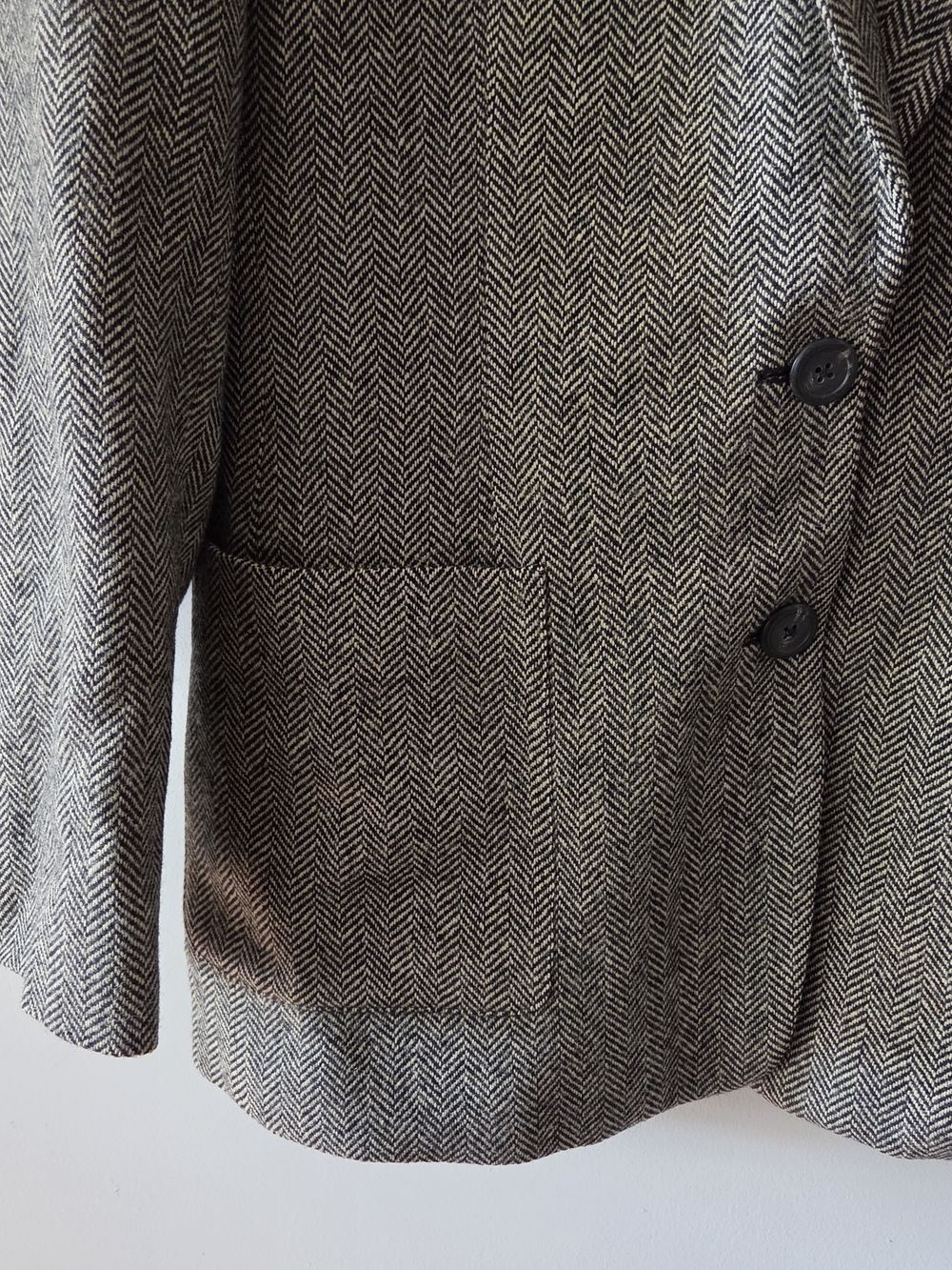 Lauren Ralph Lauren Wool Herringbone Blazer Black Velvet Collar Women's Size 10 - Picture 6 of 9
